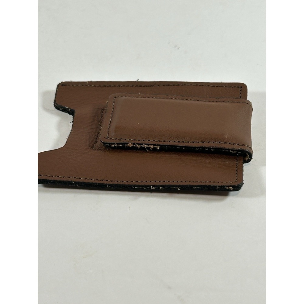 Vintage Weaver Leather Money Clip Card Holder Handcrafted Brown Magnetic